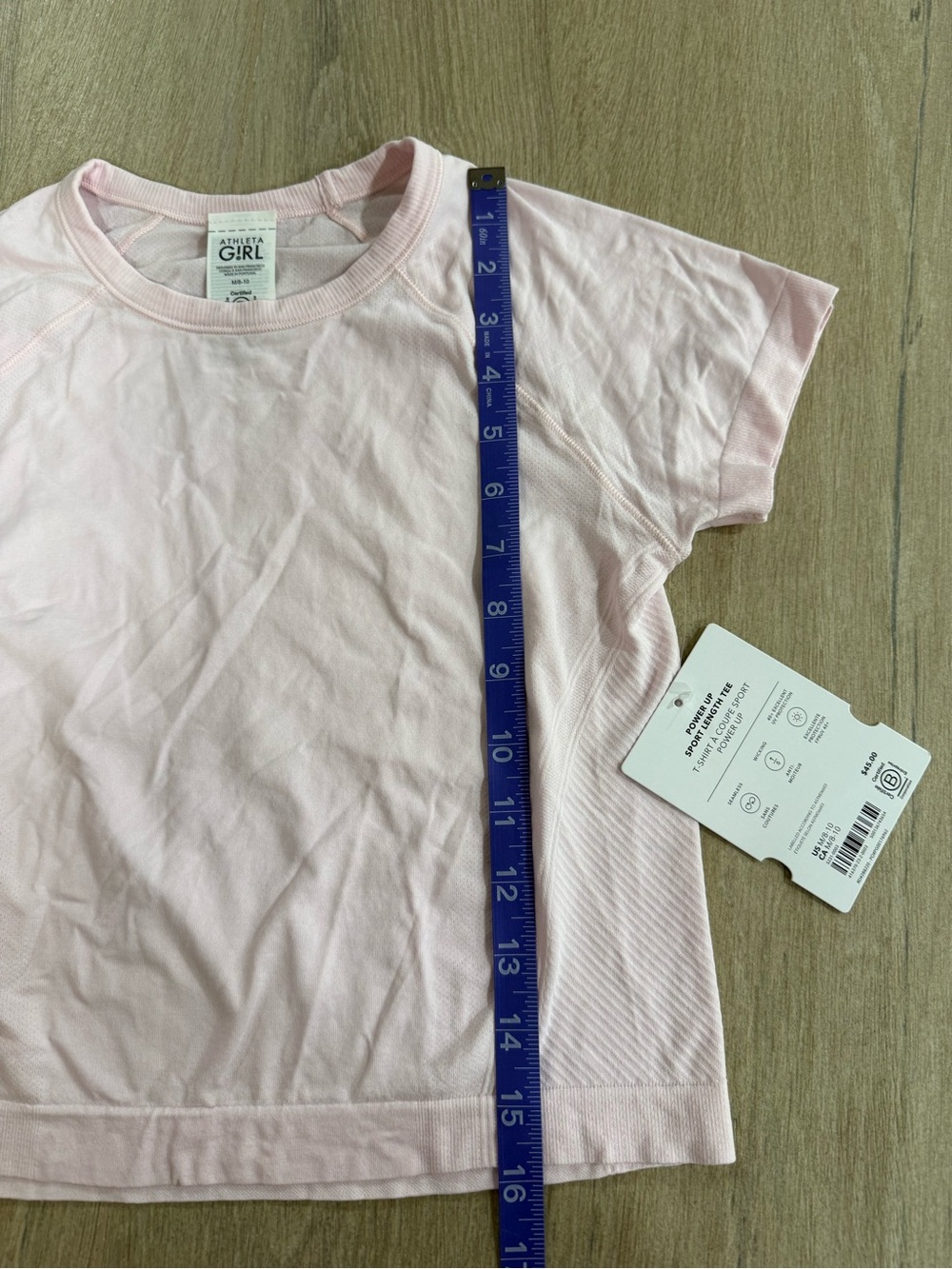 NWT Athleta Girl Power Up Sport Length Tee Pink Seamless Active Top M 8-10 - Picture 9 of 9
